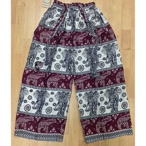 Boho Hippie Wide Leg Elephant Elastic Waist Women’s One Size Festival Pants